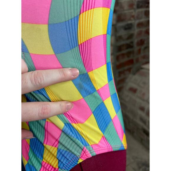 Dolphin swimsuit one piece waves yellow pink green blue - Picture 8 of 11